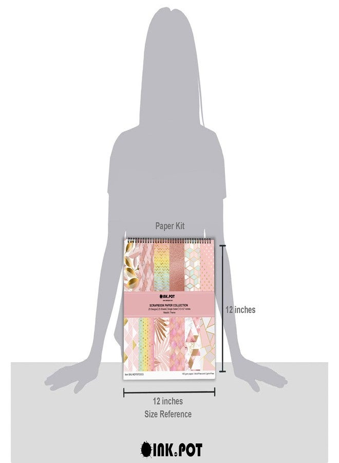 Inkdotpot مجموعة ورق قصاصات Inkdotpot، ٢٥ ورقة، ألوان باستيل معدنية، مقاس ١٢×١٢ بوصة، ورق قصاصات أحادي الجانب - ورق مقوى ملون، لوازم صنع بطاقات زينة يدوية - ورق حرفي للمذكرات - Image 4